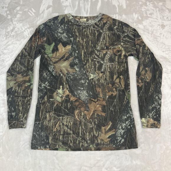 VTG Jerzees Camo Shirt Mens Medium Mossy Oak Hunting Outdoor Utility Pocket Y2K - Picture 1 of 8